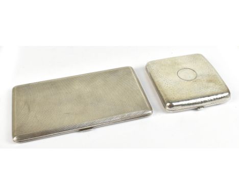 C&amp;S CO LTD; a George V hallmarked silver cigarette case of rectangular form with engine turned decoration, London 1931, l