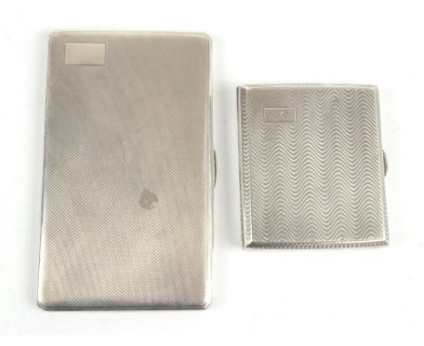 A George VI hallmarked silver cigarette case with engine turned decoration and vacant cartouche, Birmingham 1941, length 14cm
