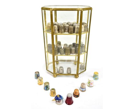 A collection of predominantly silver thimbles with manufacturers where known including Henry Griffiths &amp; Sons, Joseph Fat