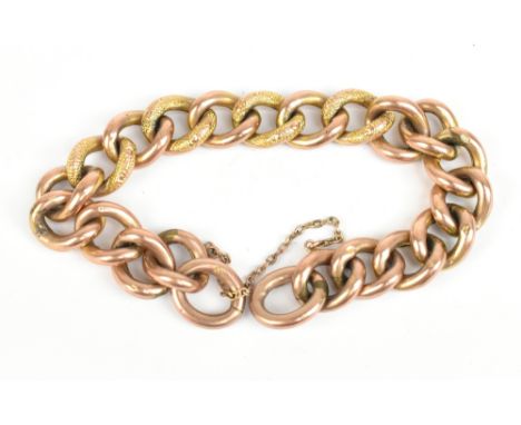 A 9ct yellow gold bracelet with alternating textured and polished bands, approx 17.2g.Additional InformationEach section is h