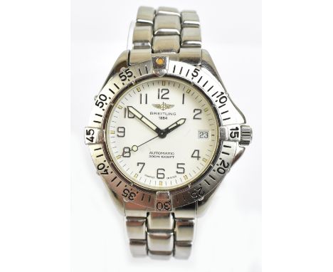 BREITLING; a gentleman's stainless steel colt automatic II wristwatch, the white dial set with Arabic numerals and subsidiary