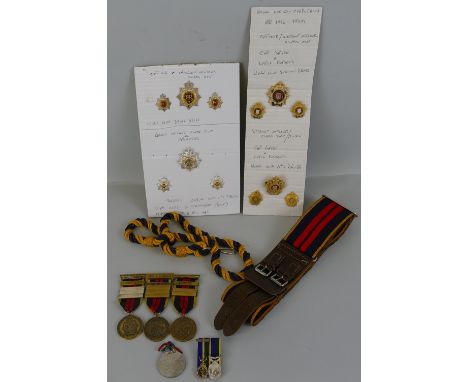 Small quantity of card mounted badges, including RCT warrant officers and RLC Warrant officers, three RLC rifle association m