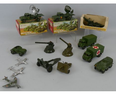 Various makers - two Benbros military models, comprising Mobile Radar A103 and Mobile Searchlight A104, both boxed, Crescent 