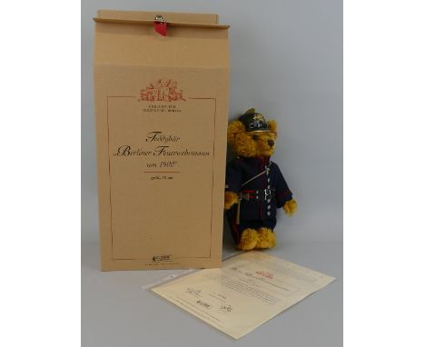 Steiff limited edition Berlin Fireman teddy bear, No.783/1000, 30cm high, boxed with certificate, EAN 655654