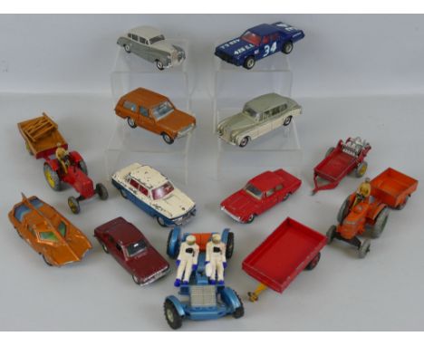 Dinky - fifteen unboxed and playworn models, including Field Marshall tractor No.301, Massey Harris tractor No.300, Rolls Roy