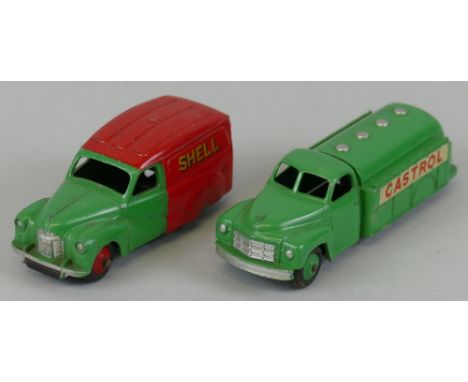 Dinky - Austin A40 Van Shell-BP, No.470 and Petrol Tanker Castrol No.441, both unboxed (2)