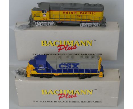 Bachmann "HO" scale - two Plus Series locomotives, comprising EMDGP35 diesel "Union Pacific" No.763 and EMDGP35 diesel "CSX" 