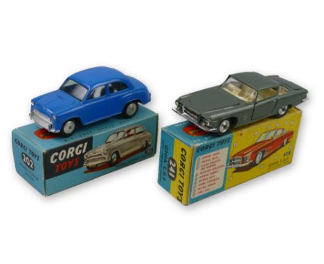 Corgi - Morris Cowley Saloon, No.202 and Ghia L.6.4. with Chrysler engine, No.241, both boxed (2)