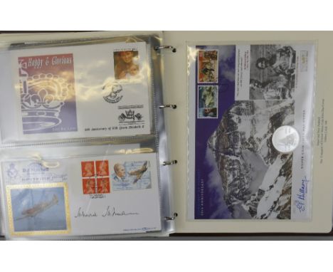 An album entitled "Royal Mail Universal", containing First Day Covers and coin covers including Olympics and sporting, milita