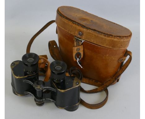 A pair of Bausch and Lomb 6x30 Military Stereo binoculars, in calf leather carrying case. These binoculars belonged to Major 