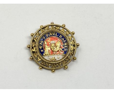 An antique 18ct gold and enamel brooch 'S M V PAUL RAINER', 7.4g, diameter 32 mm. CONDITION REPORT: This possibly commemorate