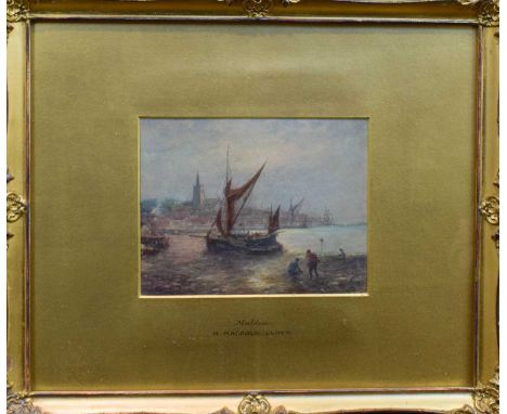 R Malcolm Lloyd (1855-1945)"Maldon", harbour sceneSigned, watercolour, 12cm by 15cm; together with a work by Mason Hunter (18