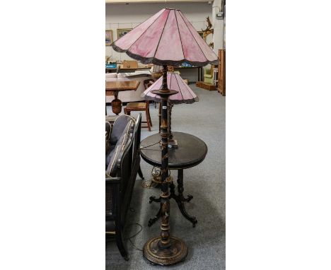 ~  A black lacquered chinoiserie standard lamp