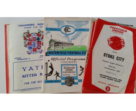 FOOTBALL, programmes, late 1950s to mainly 1960s, inc. Sheffield United (15), Sheffield Wednesday (8), Chesterfield (3); Arse