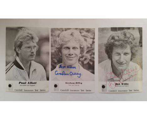 CRICKET, signed Cornhill photos, Paul Allott, Graham Dilley, Bob Willis, Norman Cowans, John Emburey, Mike Gatting, Geoffrey 