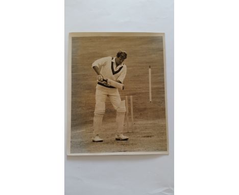 CRICKET, press photo, 1970, England v Rest of the World, showing Pollock b Lever for 114, agency stamp to back (Central) &amp