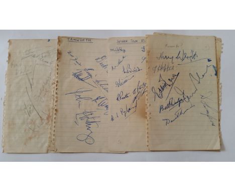 FOOTBALL, signed lined pages, 1950s, signatures inc. Fulham, Harry Wright, Hopper, Eddie Lowe, D. Simpson; Portsmouth Reserve