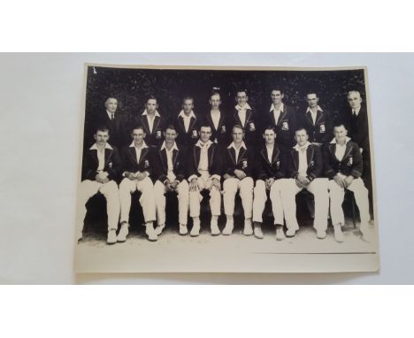 CRICKET, press photo of 1935/6 England team, taken in Perth, agency stamp to back (Melba Studios) &amp; date stamps for date 