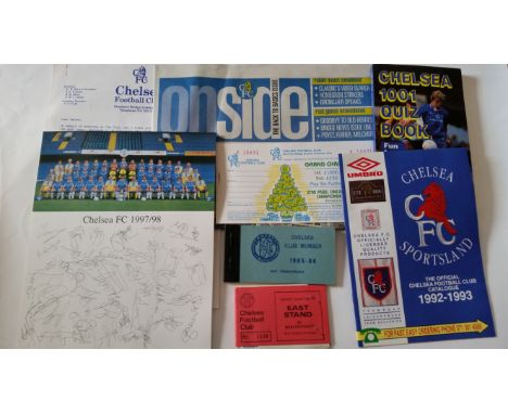 FOOTBALL, Chelsea selection, 1970s onwards, inc. shareholder correspondence, travel brochures; season ticket booklets (10), 1