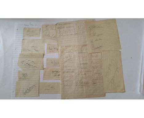 FOOTBALL, signed lined pages, some with pieces laid down, 1946-50s, inc. J. Gillespie, Jack Watson, Fenton, Sullivan, Chapman