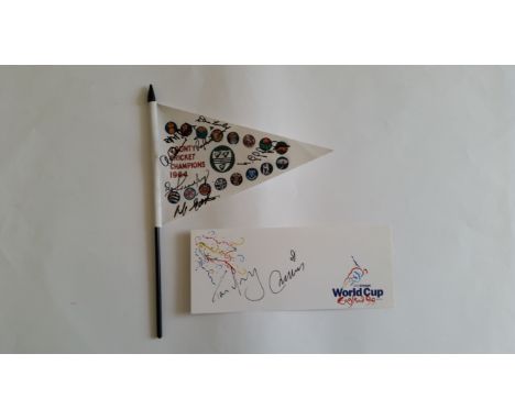 CRICKET, signed selection, inc. photos, white cards, labels, scorecards etc., inc. Allan Lamb, Dean Headley, Phil Edmonds, Gr