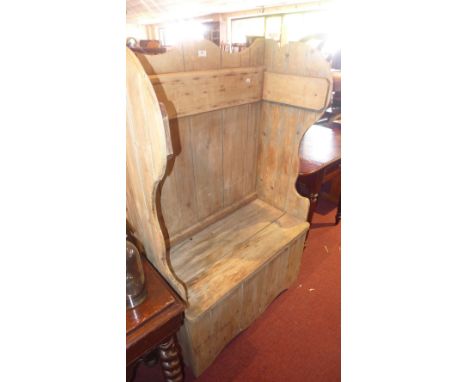 20th century pine hall bench, H136cm, W.84cm