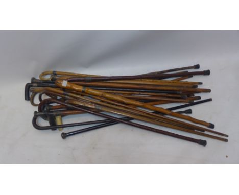 A large collection of twenty three silver mounted walking sticks to include two Chinese examples. 