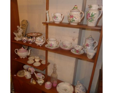 A collection of China and ceramics to include a Crown Derby Tazza, 19th Century Derby milk jug, and two matching cups, Copela