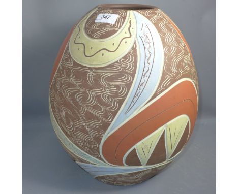 A mid 20th Century German ceramic vase with stylized design. Signed Kandarbelt and numbered 24/35. H-36cm 