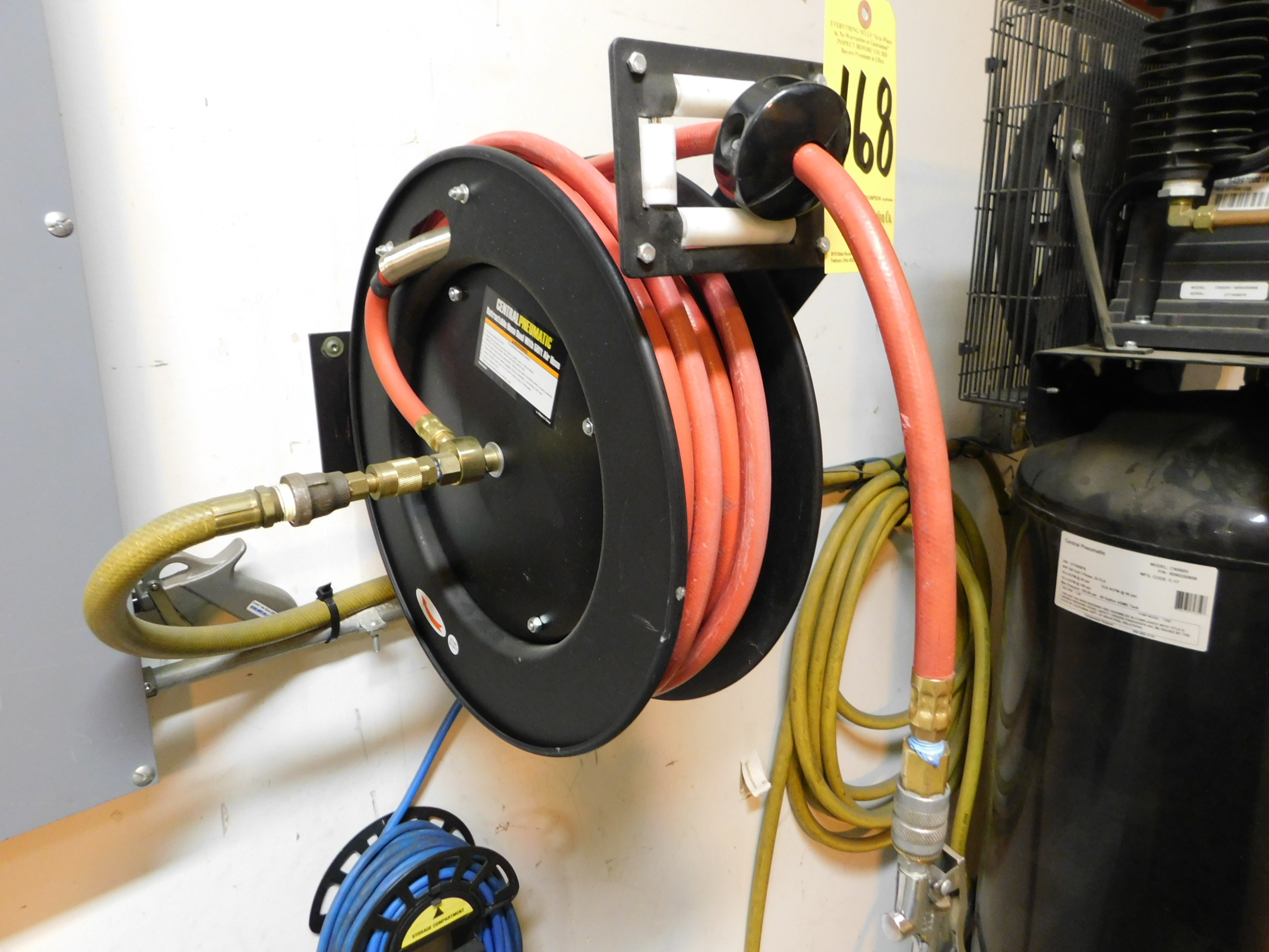 Central Pneumatic Retractable Air Hose Reel with 50' Air Hose, Lot