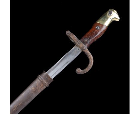 French 1874 pattern Gras bayonet, made at the Chatellerault arsenal, maker and date October 1879 engraved on spine, number 25