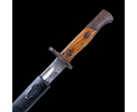 Yugoslavian Model 1948 Mauser bayonet, stamped on pommel 547, indistinct number stamped on one side of ricasso, wooden grips,