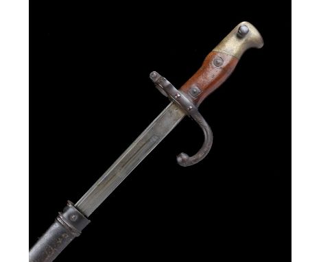 French 1874 pattern Gras bayonet, made at the Chatellerault arsenal, maker and date August 1876 engraved on spine, quillon st