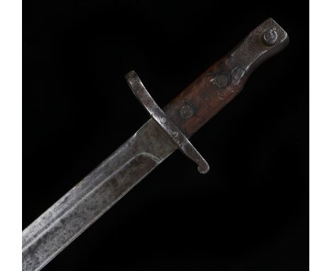 First World War Canadian military 1910 pattern rifle bayonet, the pommel marked for ' Ross Rifle Co. Quebec, patented 1907 ' 