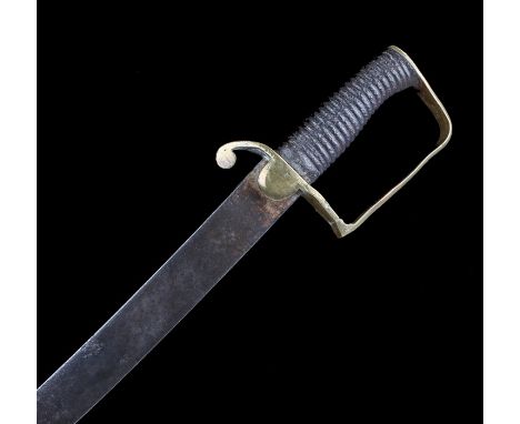 1896 pattern Mountain Artillery type sword, curved unfullered blade stamped 'Wilkinson Pall Mall', wooden handle with brass g