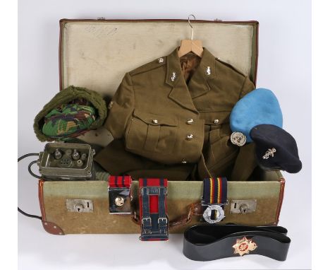 British Army issue suitcase containing, No.2 Dress uniform badged to the Royal Electrical &amp; Mechanical Engineers and date