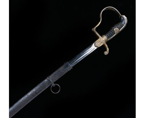 German Third Reich Army Officers dress sword by the maker Weyersberg, Kirschbaum &amp; Cie, Solingen, fullered blade with one