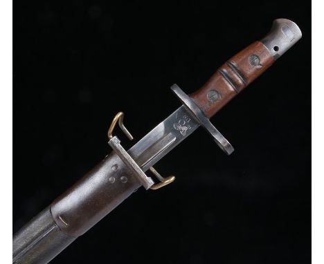First World War U.S. 1917 Remington bayonet, marked on one side of the ricasso with the makers mark and on the other with U.S