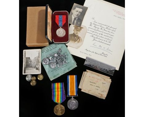 First World War pair, British War Medal and Victory Medal  ( 891356 GNR. H. GREEN. R.A. ) together with an Elizabeth II Imper