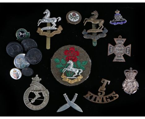 First World War grouping of items to the 5th ( Rifle) Battalion The Kings ( Liverpool) Regiment, a T/5/KINGS shoulder title i