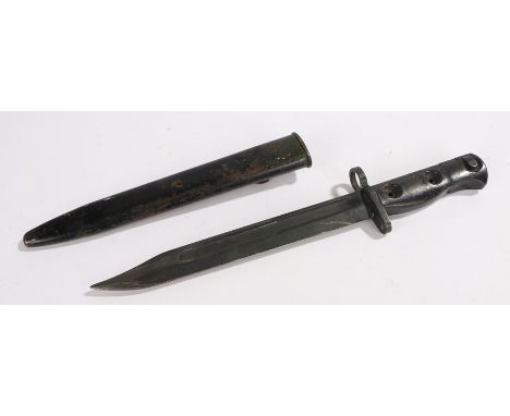 British L1A3 Self Loading Rifle bayonet, stamped L1A3 and stores number 960-0257 B on both sides of the handle, D and broad a