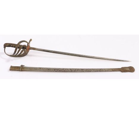 Miniature officer sword, with basket hilt and scabbard, 26cm long