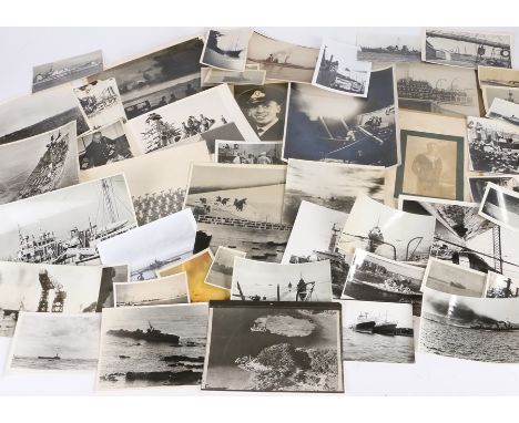 A collection of Second World War official Royal Navy and U.S. Navy photos, many annotated with descriptions in Turkish on the