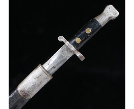 British 1888 pattern Mark 1 Type 2 bayonet, stamped on one side of the ricasso with V.R. surmounted by a crown, the issue dat