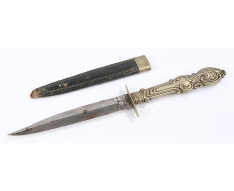 19th Century cutlery handle Bowie style knife, makers name to the steel blade R. Lingard Pea Croft, Sheffield, together with 