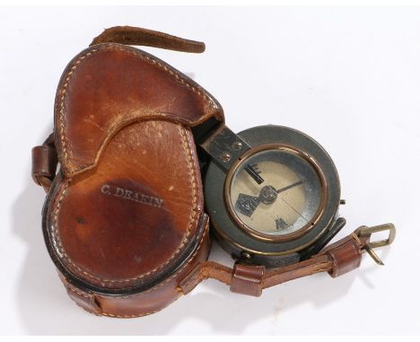 First World War British army Short &amp; Mason Mk V prismatic marching compass, stamped on the bottom with the broad arrow,'S