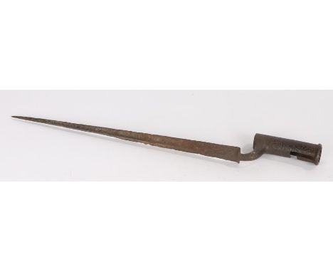 Late 18th Century/ Early 19th Century British Army socket bayonet, possibly for an artillery or cavalry carbine, ground dug, 