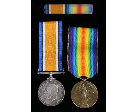 First World War pair, British War Medal and Victory Medal ( M2- 264108 PTE. P.J. MACKAY A.S.C. ) together with medal ribbon b