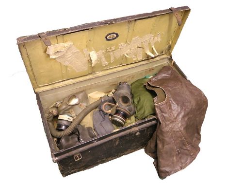 Officers tin uniform trunk, named to ' Maj. A.C. Martyr, Scots Greys', 'Moss Bros &amp; Co Ltd, Covent Gdn, London, to interi