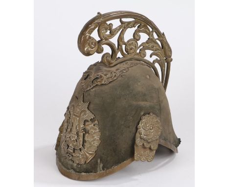 19th Century musicians helmet, possibly from Continental Europe or the United States, the helmet has an ornate 'Roman' style 